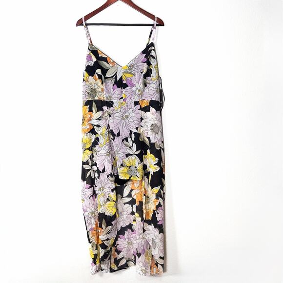 Guess Taryn Floral V-Neck Maxi Dress Navy Multicolor XL Garden Party - Picture 1 of 10
